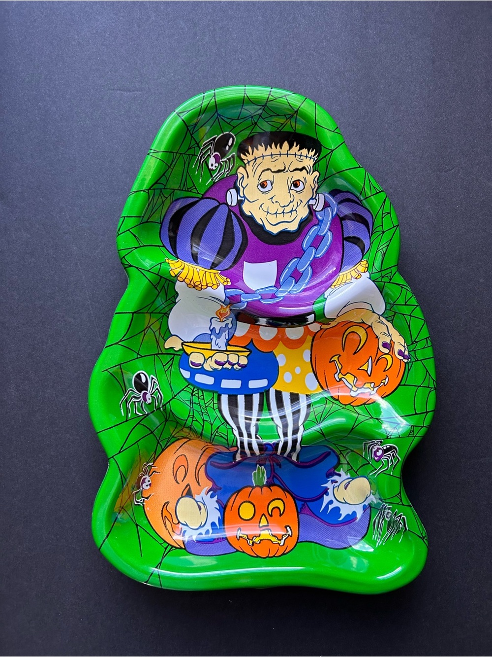 Vintage Halloween 1999 Berman Plastic Frankenstein Candy Dish